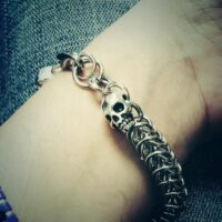 double skull chaIn bracelet nightmair creations