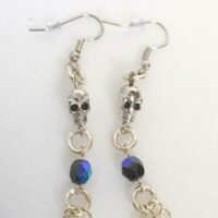 skull silver chain earrings nightmair creations