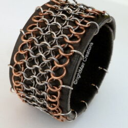 leather cuff with copper silver chain nightMair Creations