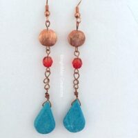 copper turquoise drop earrings nightMair creations