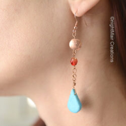 turquoise and copper drop earrings nightmair creations