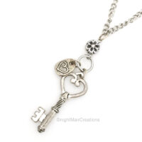 ladies key and heart necklace pendant nightmair creations