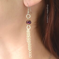 silver chain and purple sparkle bead earrings nightmair creations