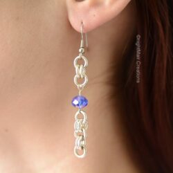 silver chain and purple/blue pearly sparkle bead earrings nightmair creations