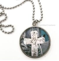 cross crackle finish pendant necklace