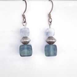 Turquoise blue-green drop earrings with silver accents