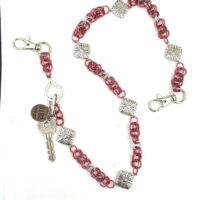 ladies wallet chain in pink chain and silver diamonds nightmair creations