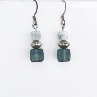 Turquoise blue-green drop earrings with silver accents