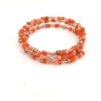 Ladies Tangerine, Pinks and gold multi wrap bracelet