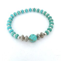 turquoise and silver accent stone bead bracelet nightmair creations