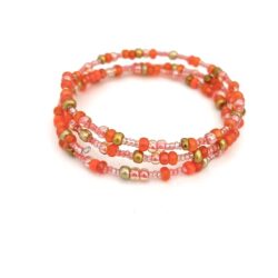 Ladies Tangerine, Pinks and gold multi wrap bracelet